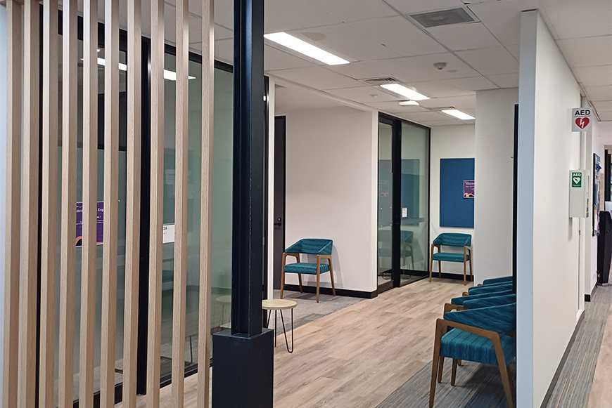 Newly furnished student waiting area.