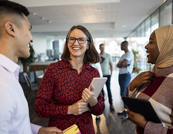 teacher and students doing networking