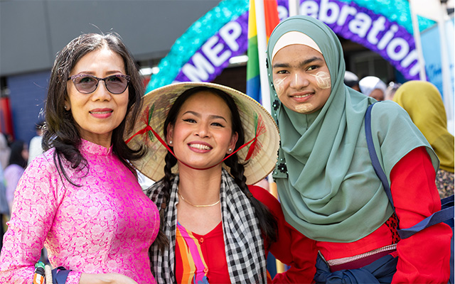students celebrating at an event